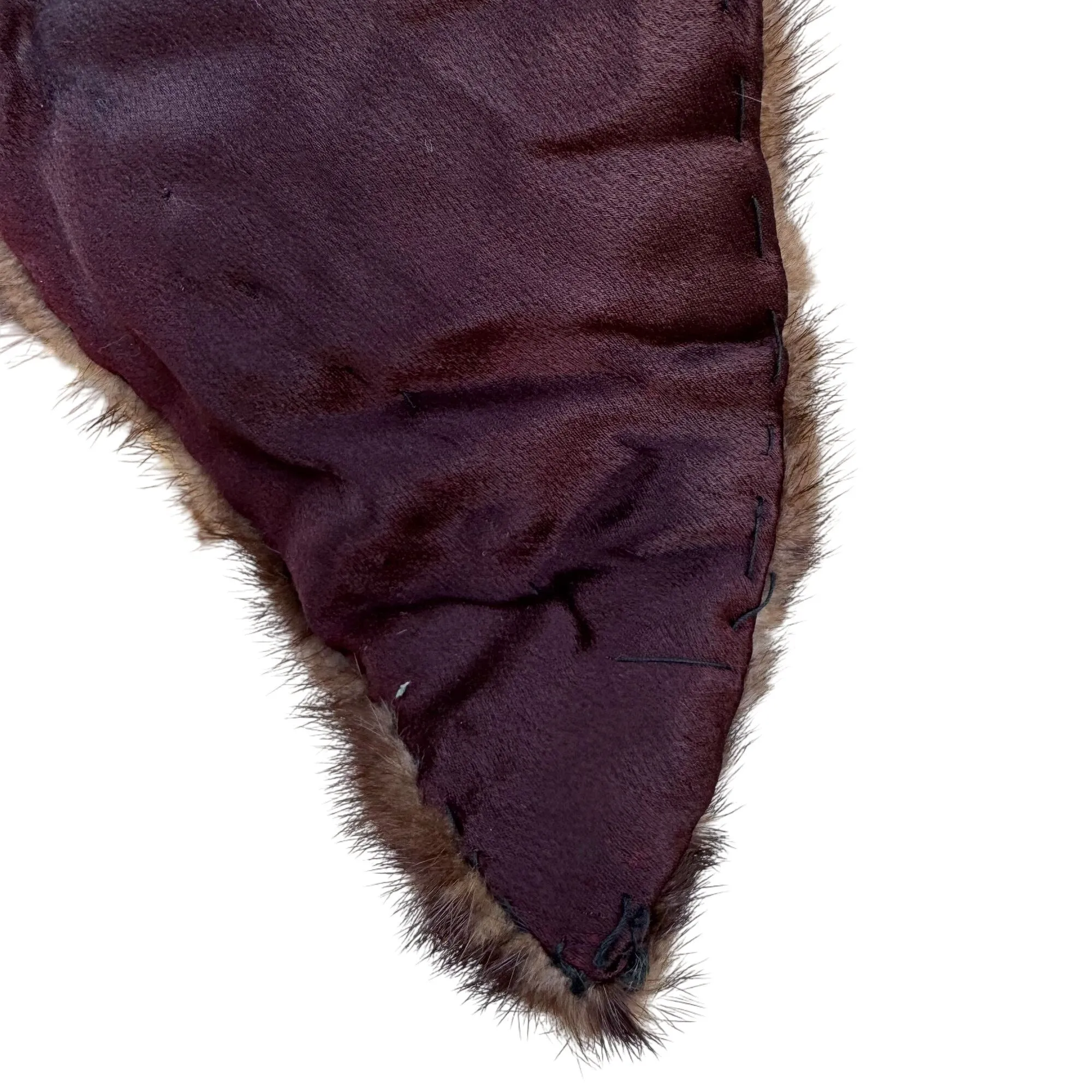 Vintage Womens Handmade Brown Mink Fur Stole Collar Scarf Wrap Shawl Accessory