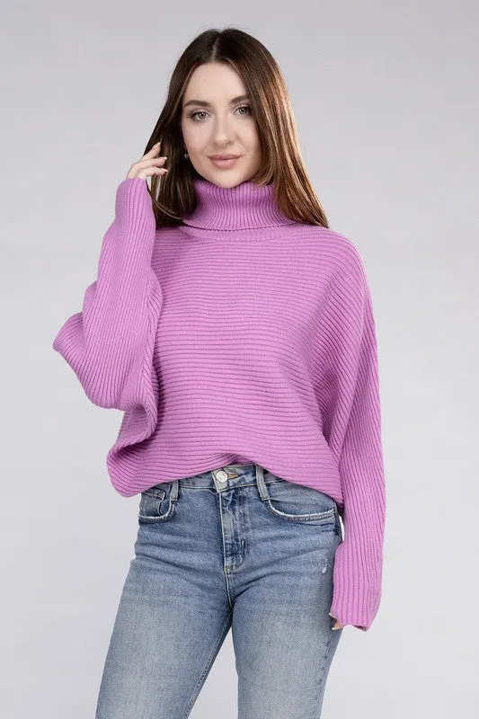 Viscose Dolman Sleeve Turtleneck Sweater