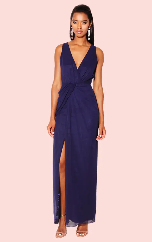 Windsor Wrap Front Maxi - Navy