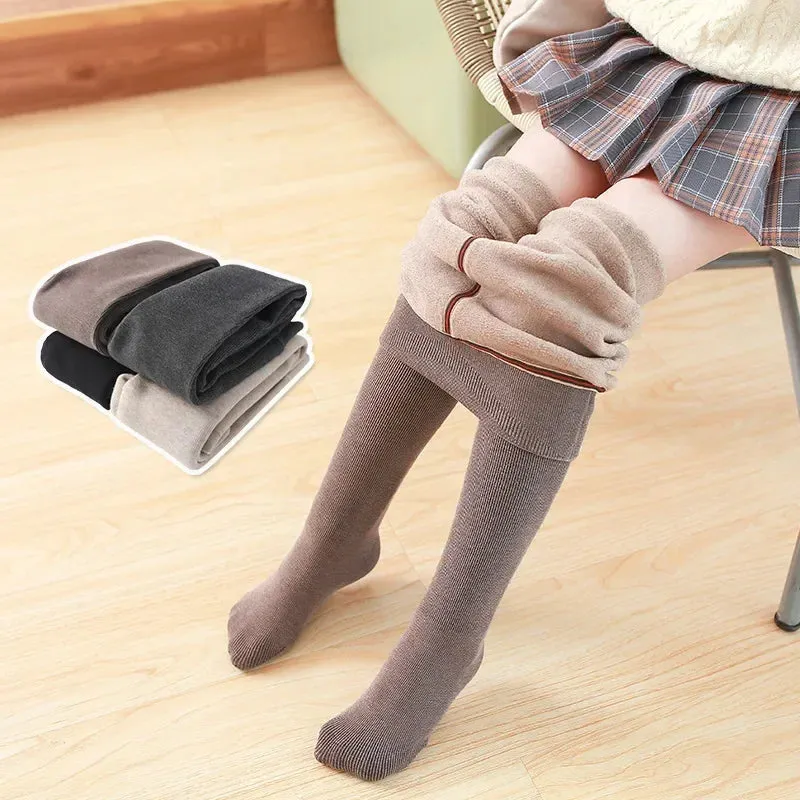 Winter Infant Girls Plus Velvet Pantyhose Children's Leggings Thickening Children's Babys Skinny Pants Winter Clothes