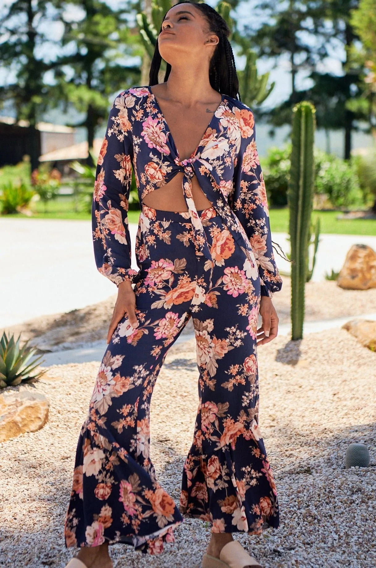 WINTER ROSE NAVY ISLA JUMPSUIT