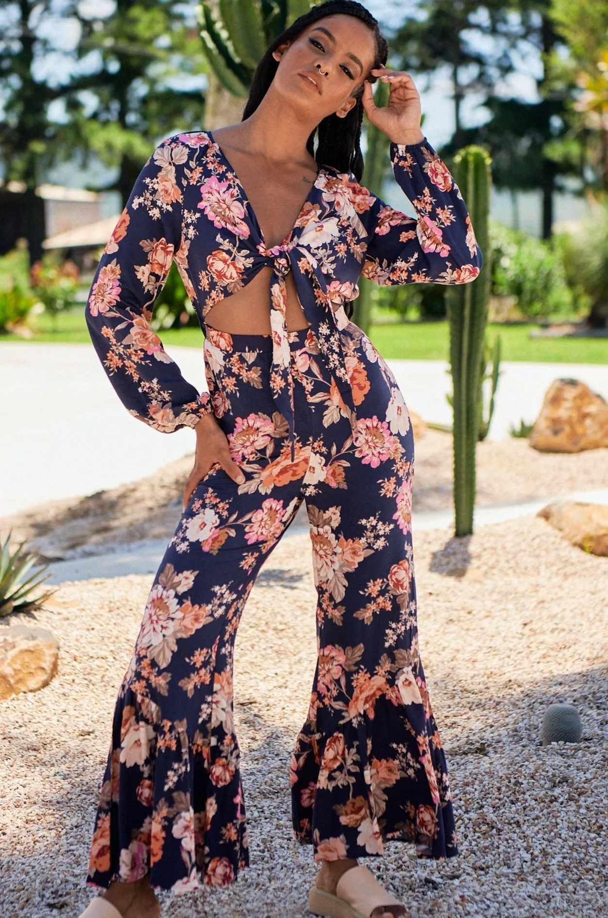 WINTER ROSE NAVY ISLA JUMPSUIT