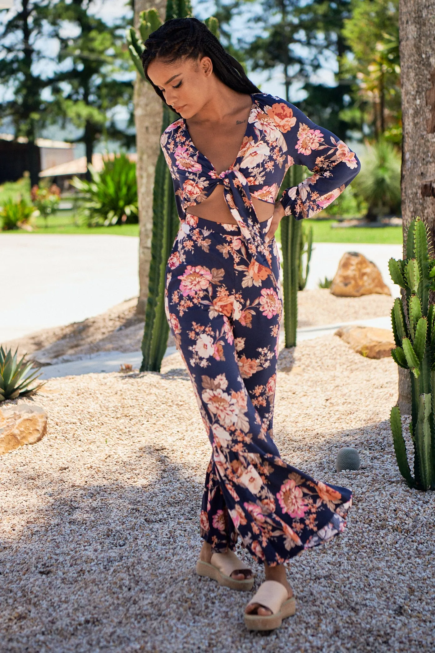 WINTER ROSE NAVY ISLA JUMPSUIT