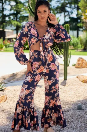 WINTER ROSE NAVY ISLA JUMPSUIT