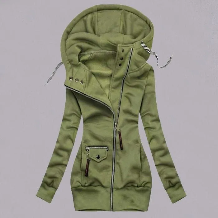 winter stitching hooded slim coat