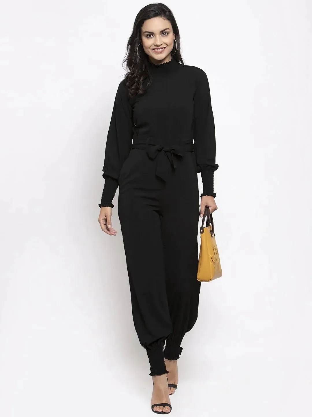 Women Black Solid Basic Jumpsuit