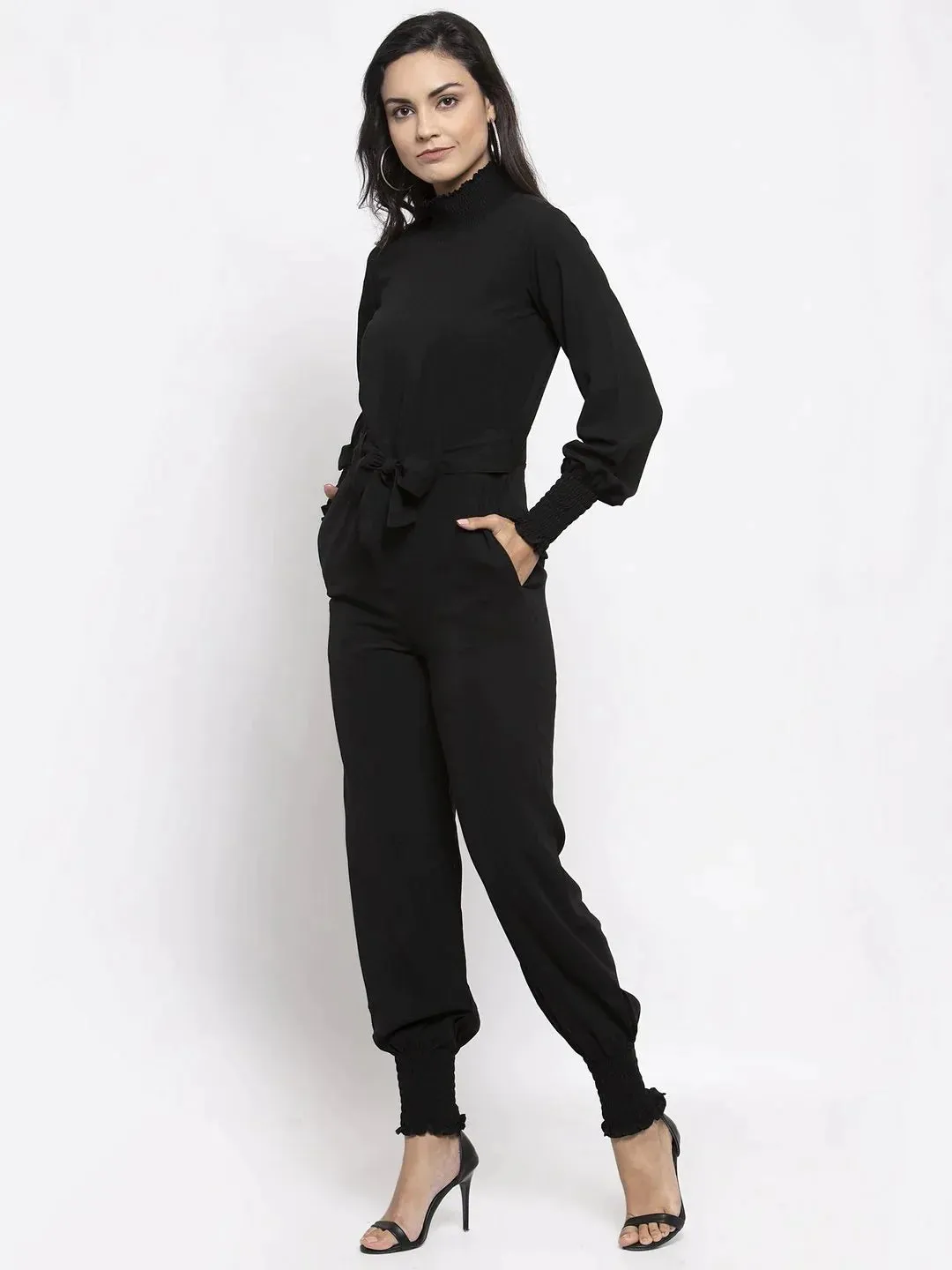 Women Black Solid Basic Jumpsuit