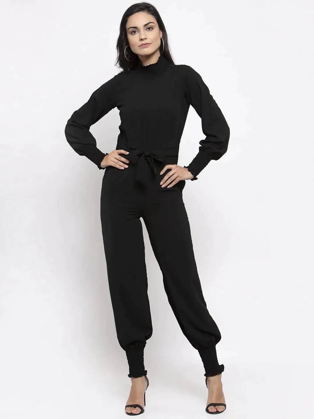 Women Black Solid Basic Jumpsuit