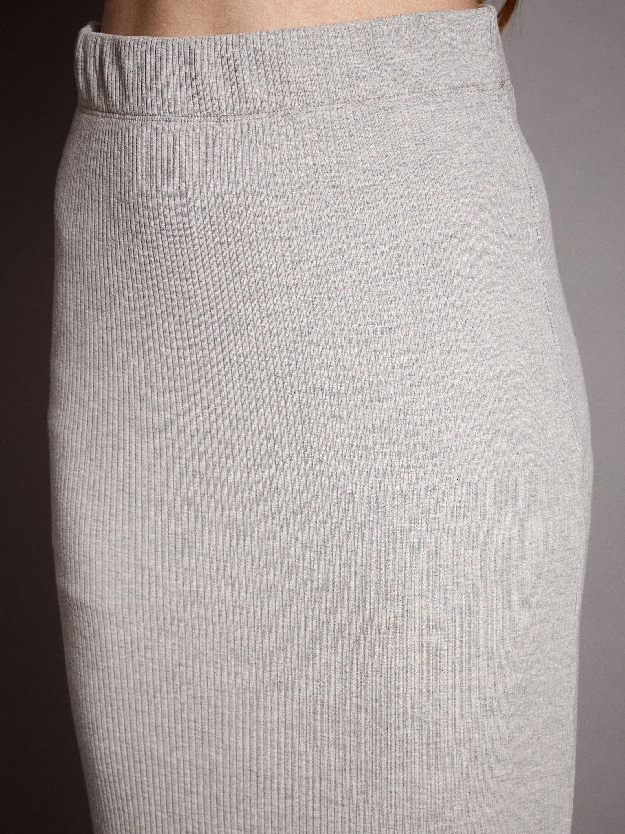 Women Grey Melange Rib Pencil Skirt