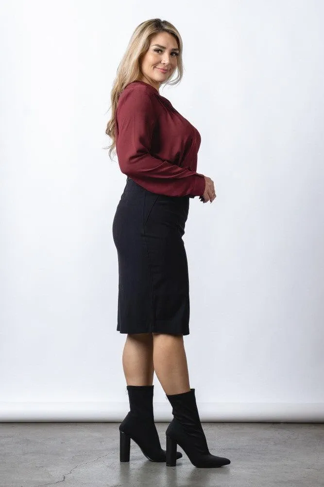 Women's Black Knee Length Pencil Skirt