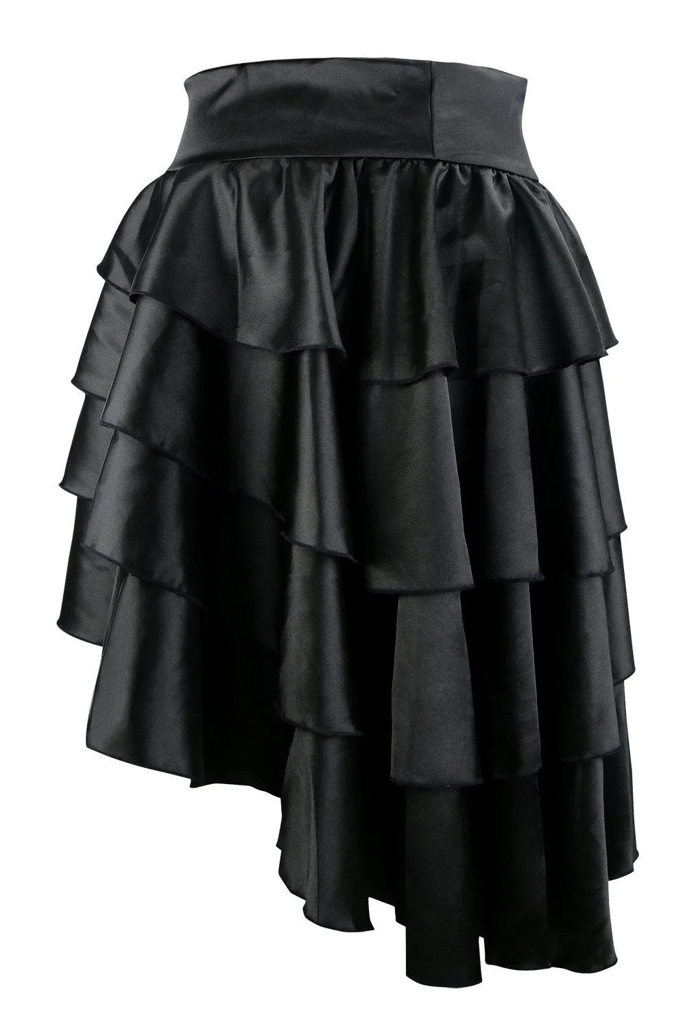 Women's Burlesque Satin Ruffles High-low Dancing Party Skirt