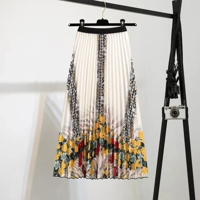 Women's Cartoon Printed Pleated Skirt