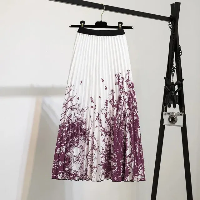 Women's Cartoon Printed Pleated Skirt