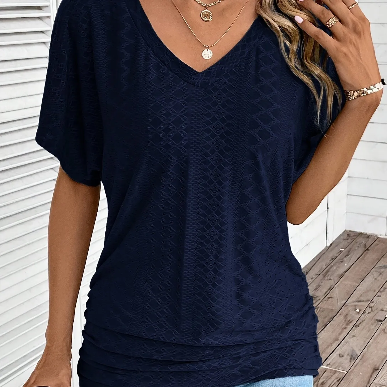 Womens V Neck T-Shirt - Soft & Breathable, Lightweight Short Sleeve Top - Fashion Casual Wear for Spring & Summer