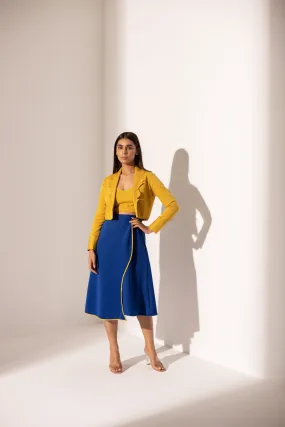 Yellow And Blue Crepe Party Skirt Co-ord Set